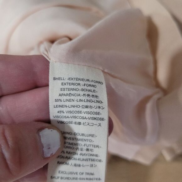 FREE PEOPLE Blazer Boyfriend Tan Large Linen Blend Flax Size Small - Picture 4 of 4
